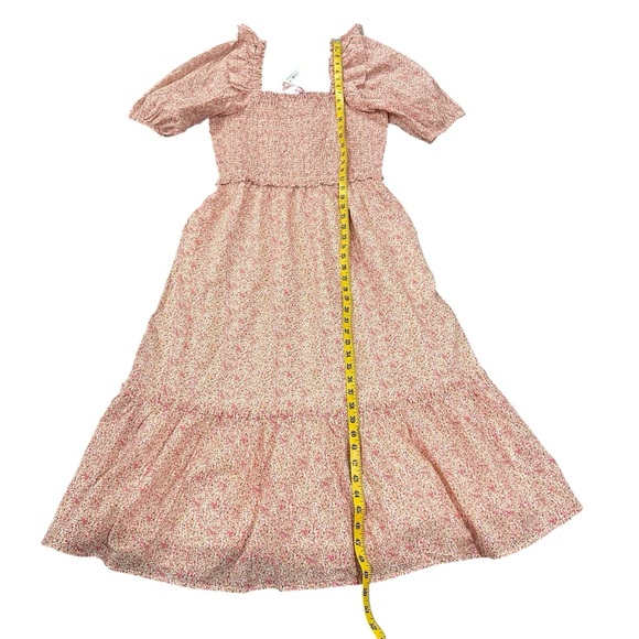 NWT - Vineyard Vines Pink Cotton Silk Floral Smocked Puff‎ Sleeve Dress - Size M - Picture 7 of 10